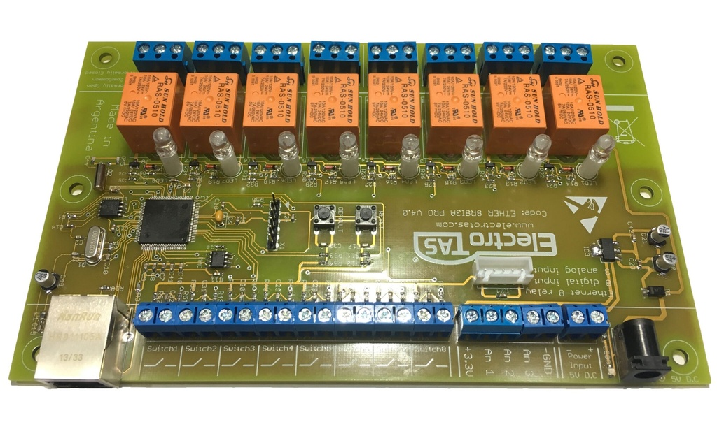 Control ethernet 8 Relay + 8 Entradas X internet – domotica