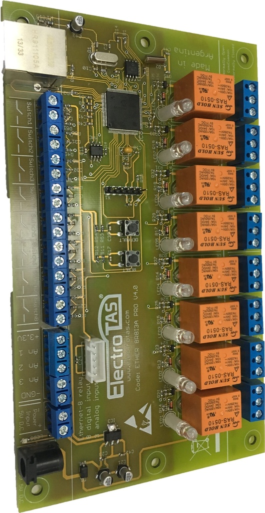 Control ethernet 8 Relay + 8 Entradas X internet – domotica