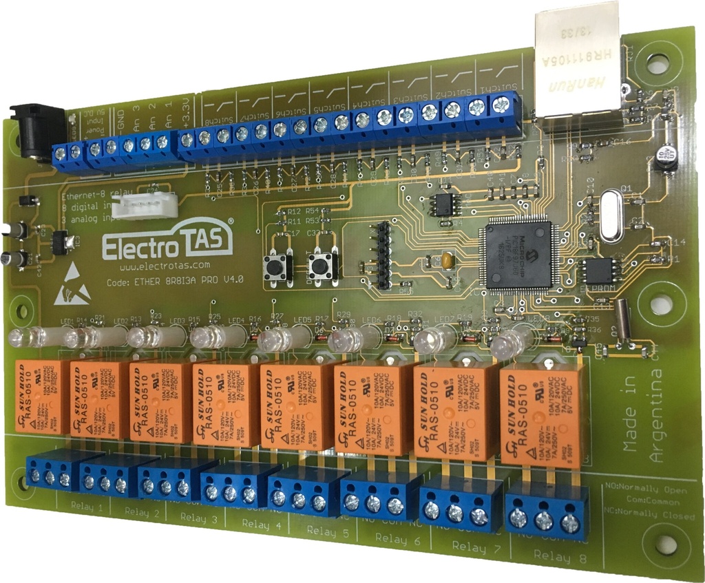 Control ethernet 8 Relay + 8 Entradas X internet – domotica