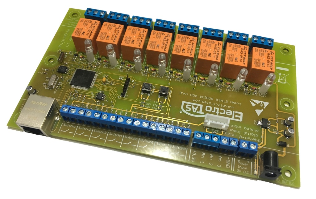 Control ethernet 8 Relay + 8 Entradas X internet – domotica
