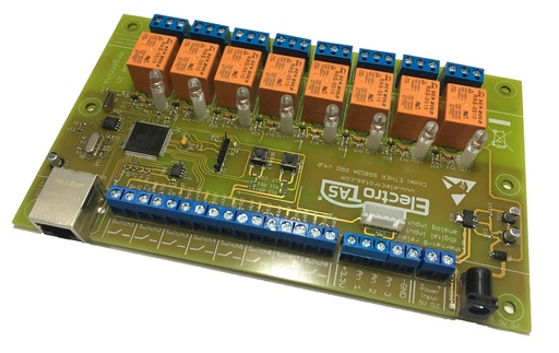 [ETHER8R8I3A] Control ethernet 8 Relay + 8 Entradas X internet – domotica
